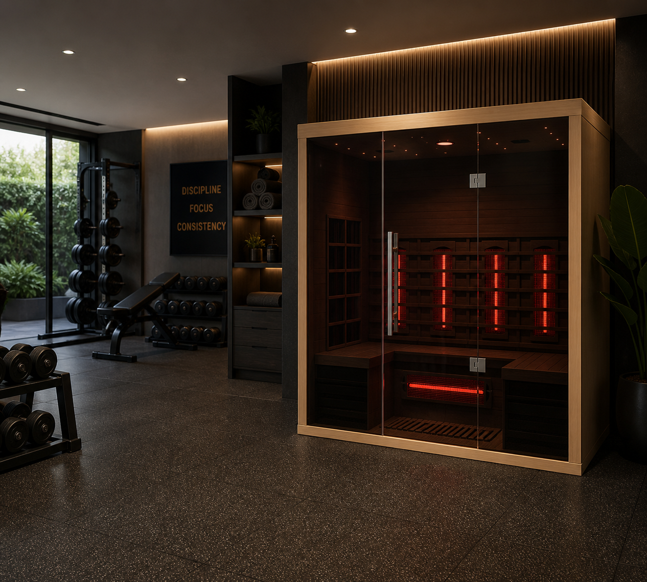 Orivon Lumin Indoor Infrared Sauna Three; Canadian Hemlock with Computer Control Panel