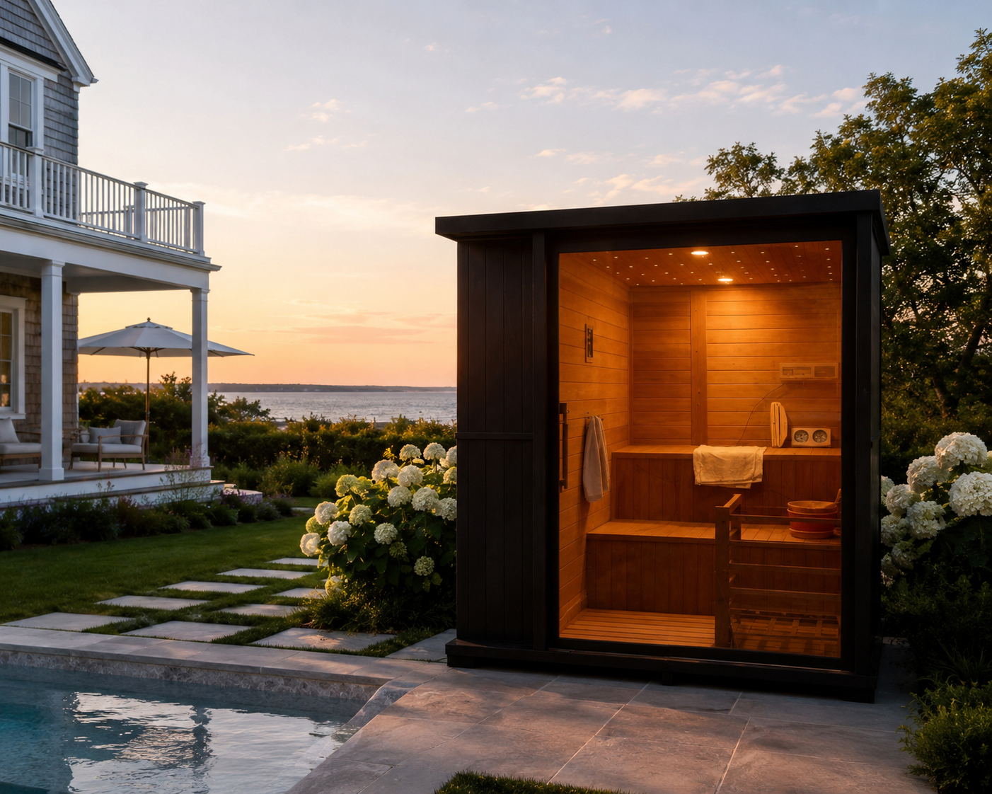 4-6 Person Luxury High-End Black Square Outdoor Sauna (luxury outdoor sauna)