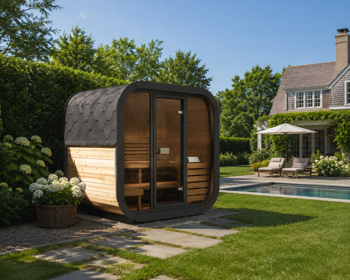 SaunaLife Model CL5G: Cube Luxury Series Outdoor Home Sauna Kit, Up to 4 Persons
