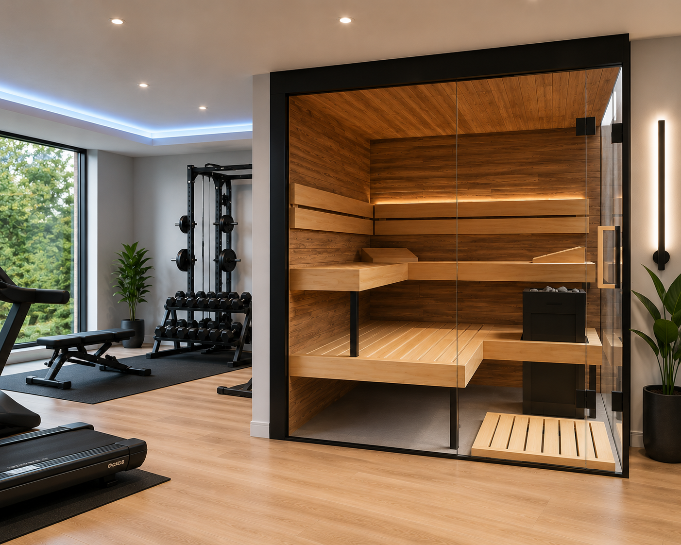 ThermaSol Lumaria Sauna Cabin; Indoor Sauna Kit, Front/Side Glass, Up to 5 Persons