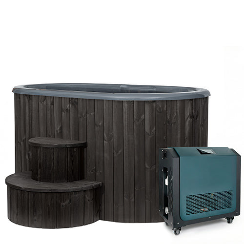 SaunaLife Cold Plunge Immersion Tub Model S2BC with Water Chiller; Black Color