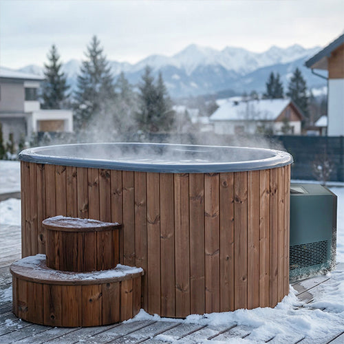 SaunaLife Cold Plunge Immersion Tub Model S2NC with Water Chiller; Natural Color