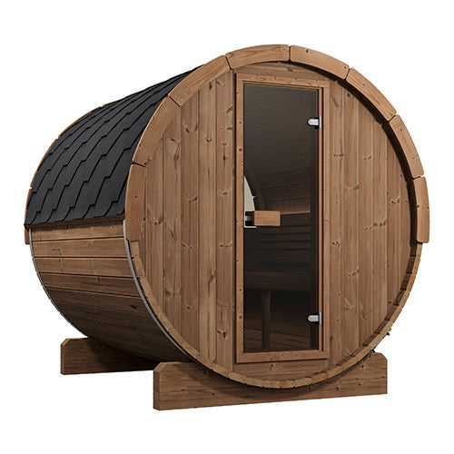 SaunaLife Model E8W: Ergo Series Outdoor Sauna Barrel Kit, Rear Window, Up to 6 Persons