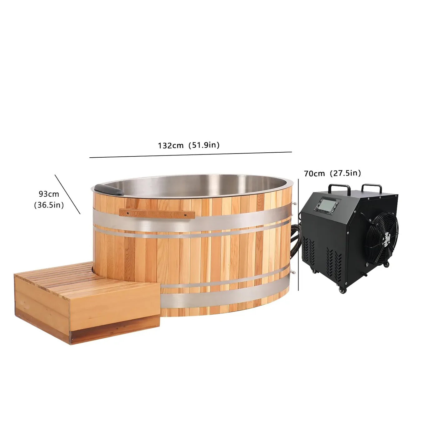 Premium Helius Red Cedar Oval Ice Bath Tub – Cold Plunge Spa Barrel