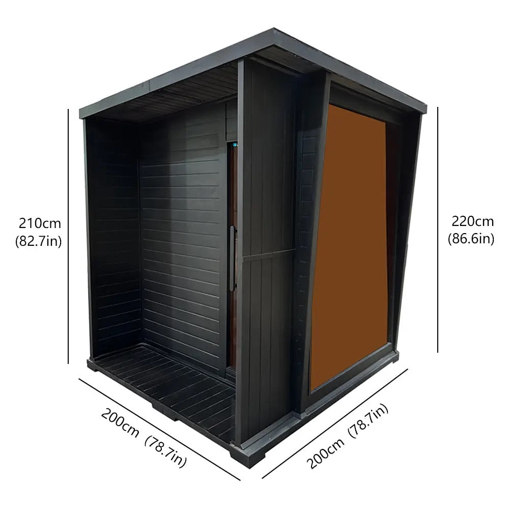 4-6 Person Luxury High-End Black Square Outdoor Sauna (luxury outdoor sauna)