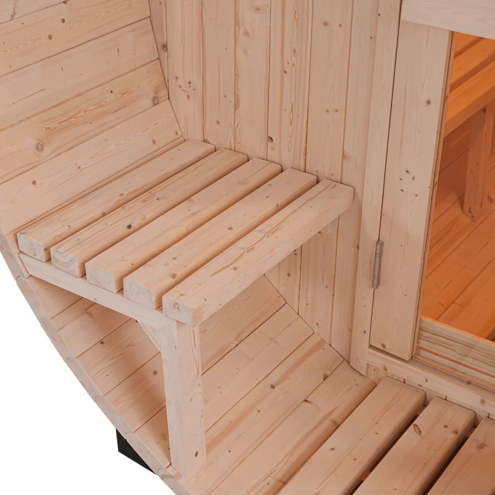 4-6 Person Outdoor Barrel Sauna Premium White Pine Wood, All-Weather Design for Backyard Relaxation