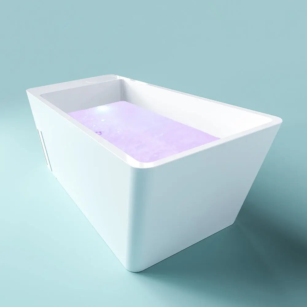 Acrylic Ice Bath Tub with Built-In Ice Machine – All-in-One Cold Plunge Spa System for Athlete Recovery, Hydrotherapy, Home Gym, Modern Sleek, Cooling Design
