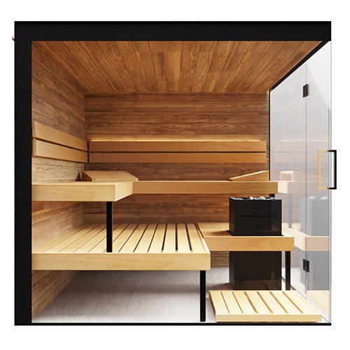 ThermaSol Lumaria Sauna Cabin; Indoor Sauna Kit, Front/Side Glass, Up to 5 Persons