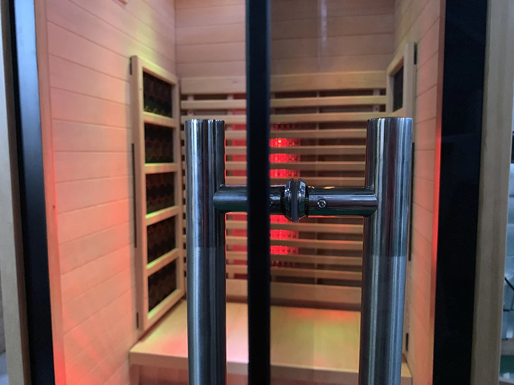 Orivon Lumin Indoor Infrared Sauna One; Canadian Hemlock with Computer Control Panel