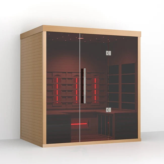 Orivon Lumin Indoor Infrared Sauna Three; Canadian Hemlock with Computer Control Panel