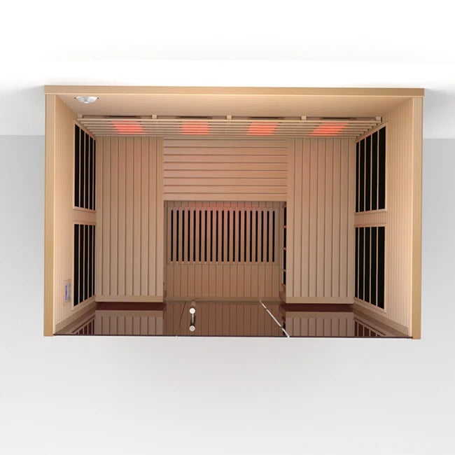 Orivon Lumin Indoor Infrared Sauna Three; Canadian Hemlock with Computer Control Panel