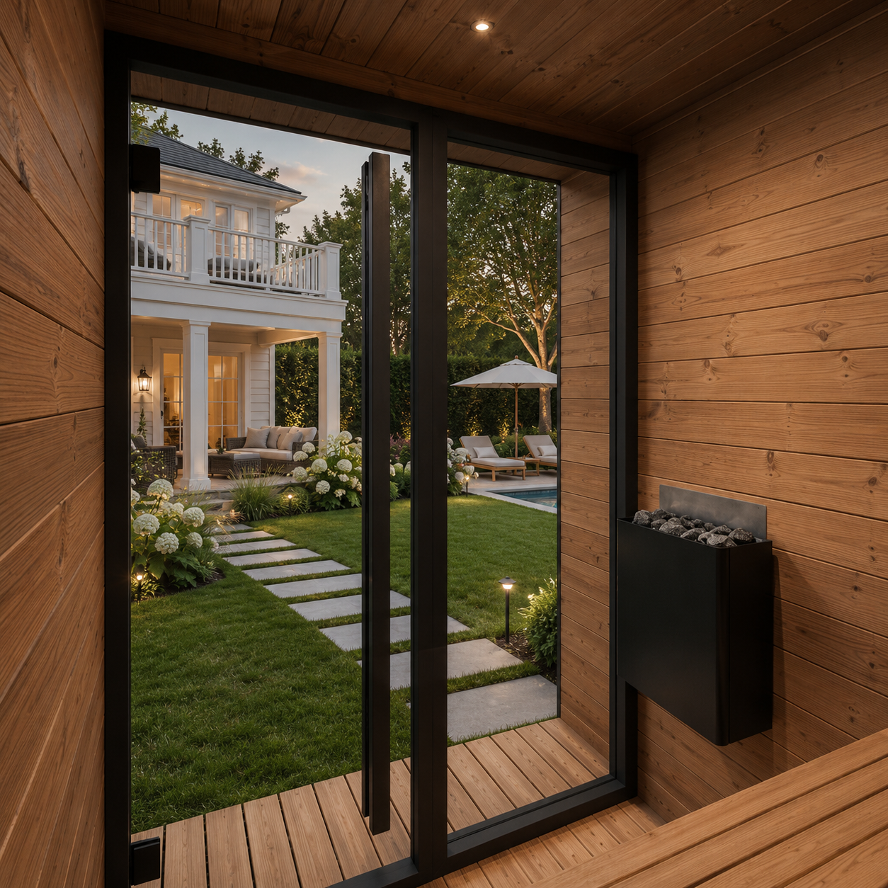 SaunaLife Model GL4; Luxury Series Outdoor Home Traditional Sauna, Up to 4 Persons