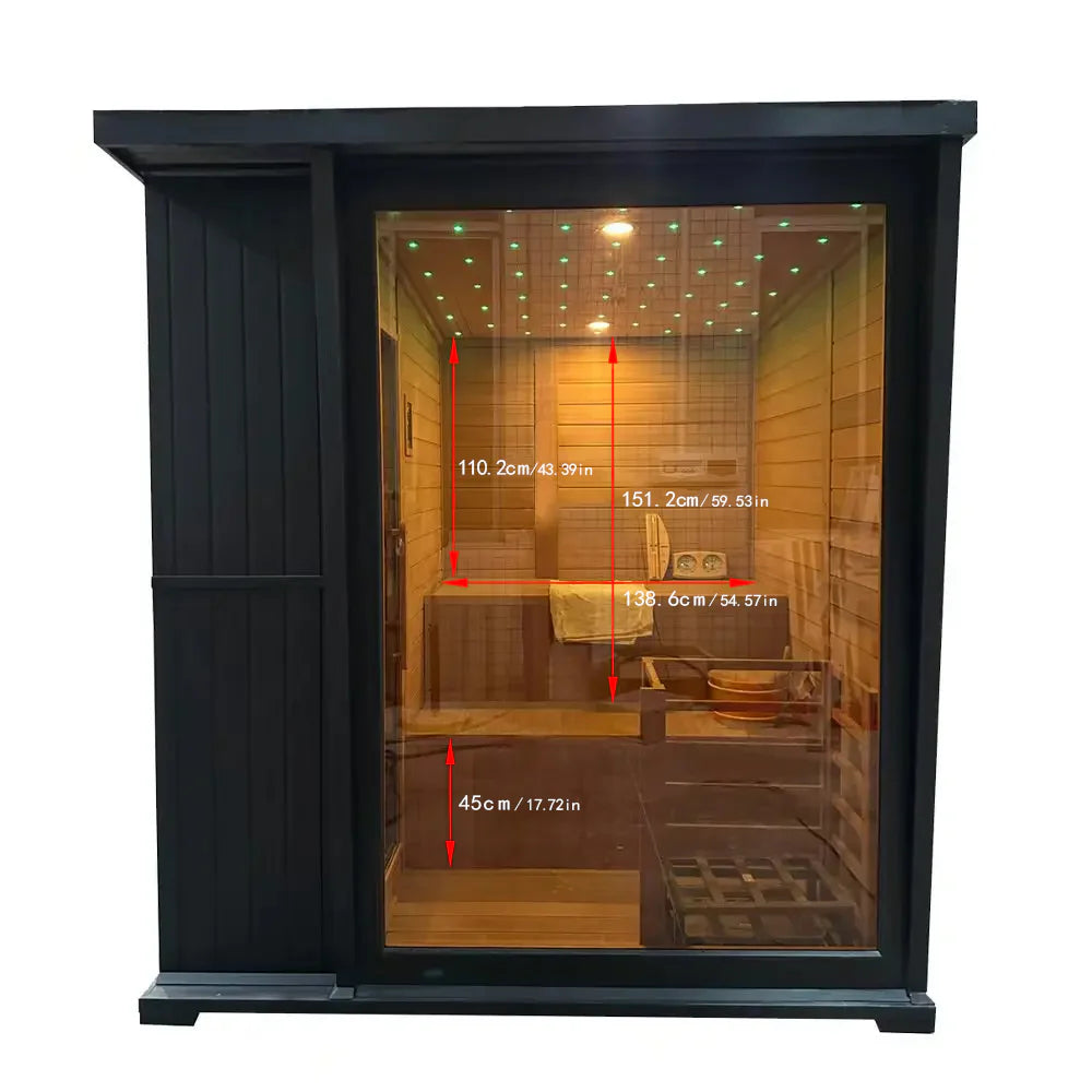 4-6 Person Luxury High-End Black Square Outdoor Sauna (luxury outdoor sauna)