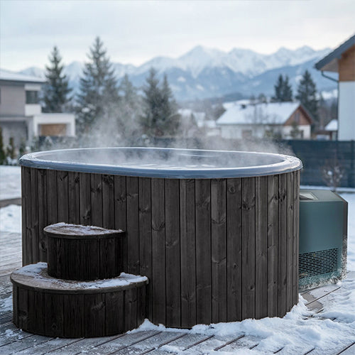 SaunaLife Cold Plunge Immersion Tub Model S2BC with Water Chiller; Black Color