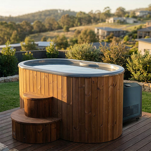 SaunaLife Cold Plunge Immersion Tub Model S2NC with Water Chiller; Natural Color