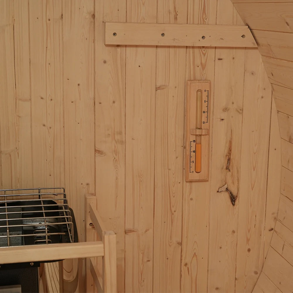 4-6 Person Outdoor Barrel Sauna Premium White Pine Wood, All-Weather Design for Backyard Relaxation