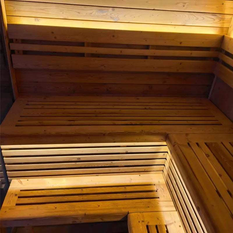 New 4-6 Person Black Square Premium Thermo Spruce Wood Outdoor Sauna