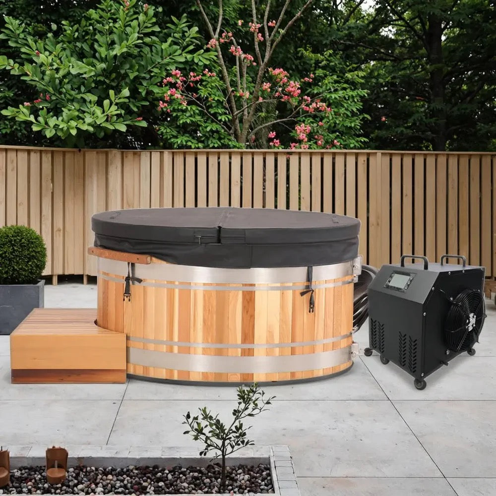 Premium Helius Red Cedar Oval Ice Bath Tub – Cold Plunge Spa Barrel
