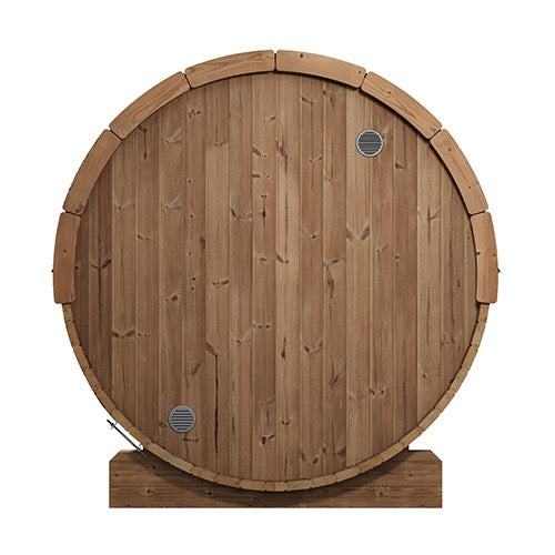 SaunaLife Model E8G Ergo Series Outdoor Sauna Barrel Kit, Glass Front, Up to 6 Persons; Thermo-Spruce