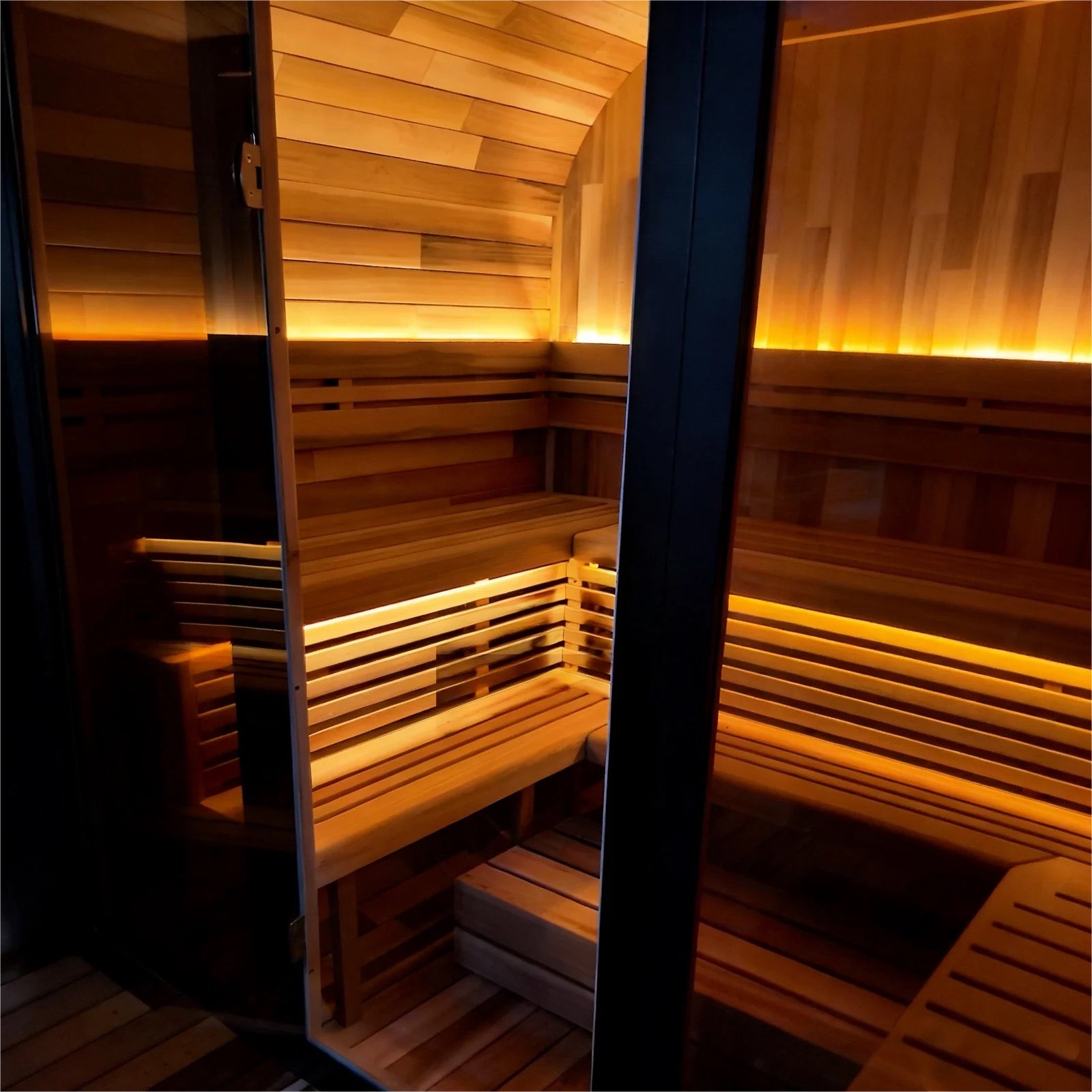 Black Square Premium Patchwork Red Cedar Outdoor Sauna 4-6 People