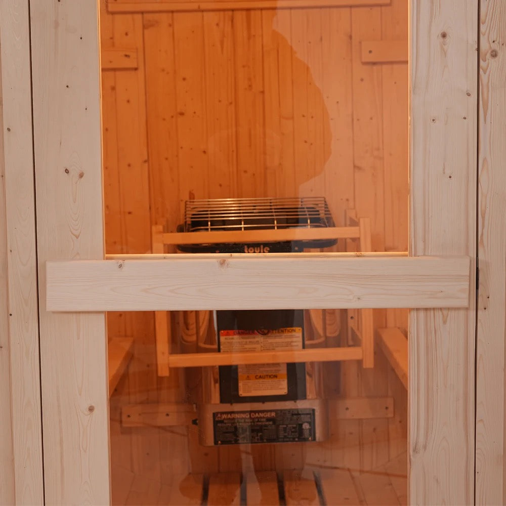 4-6 Person Outdoor Barrel Sauna Premium White Pine Wood, All-Weather Design for Backyard Relaxation