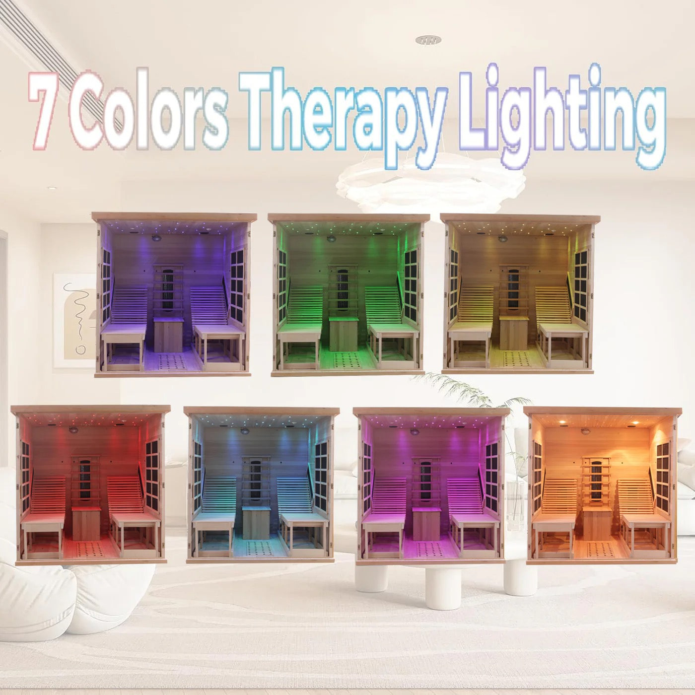Premium Red Cedar Indoor Far Infrared Sauna- 2-Person Lay-Flat Lounge Chair Design, Relaxation Therapy for Home Relax, Natural Wood Construction