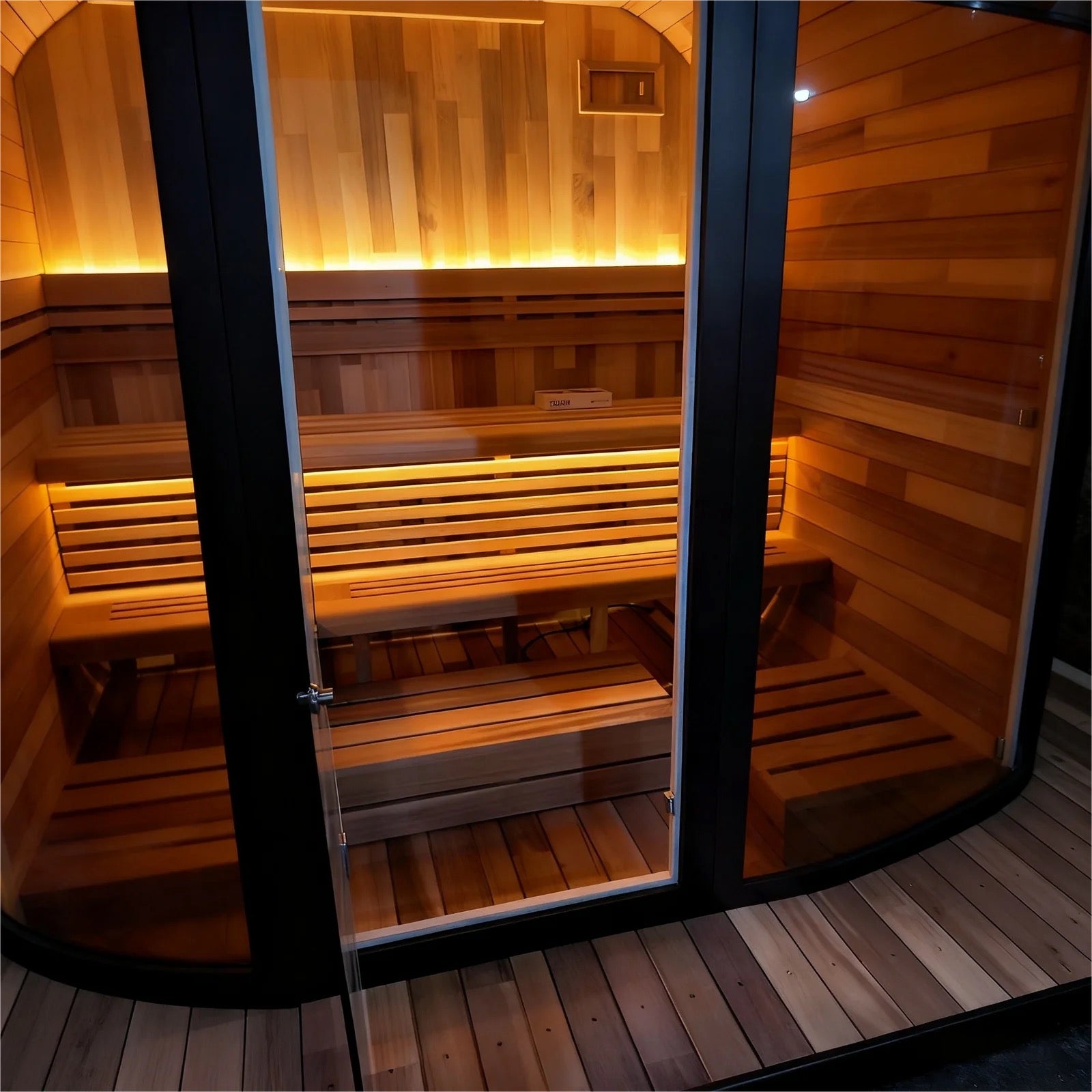 Black Square Premium Patchwork Red Cedar Outdoor Sauna 4-6 People