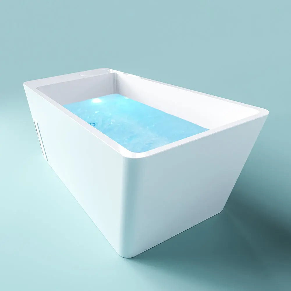 Acrylic Ice Bath Tub with Built-In Ice Machine – All-in-One Cold Plunge Spa System for Athlete Recovery, Hydrotherapy, Home Gym, Modern Sleek, Cooling Design