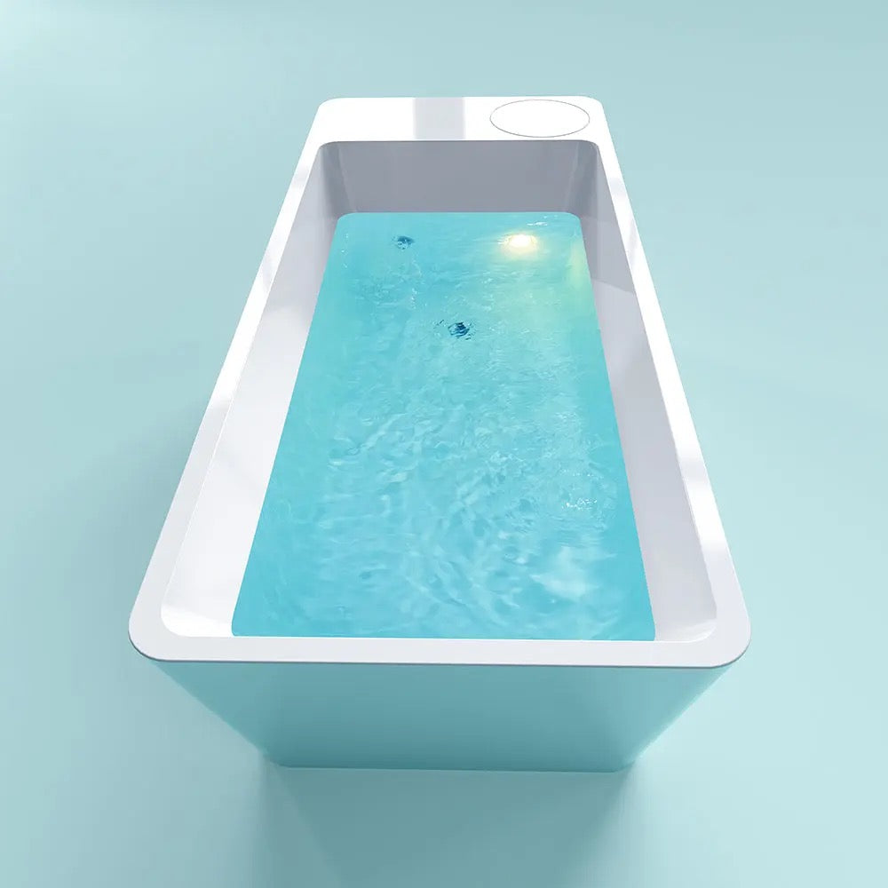 Acrylic Ice Bath Tub with Built-In Ice Machine – All-in-One Cold Plunge Spa System for Athlete Recovery, Hydrotherapy, Home Gym, Modern Sleek, Cooling Design