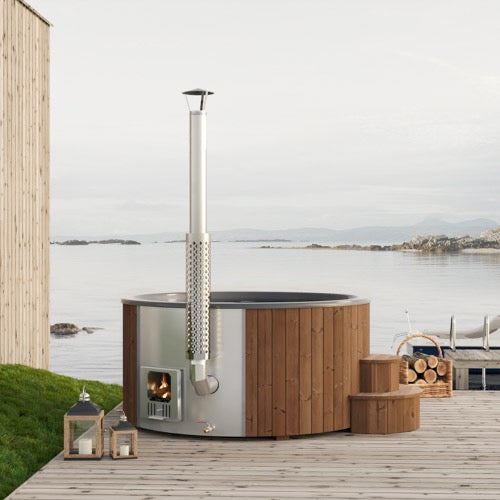 SaunaLife Model S6N Soak Series Home Wood-Burning Hot Tub, Natural, Up to 7 Persons