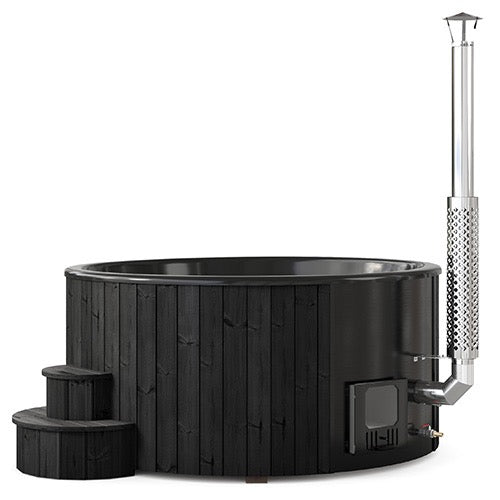 SaunaLife Model S6B Soak Series Home Wood-Burning Hot Tub, Black, Up to 7 Persons