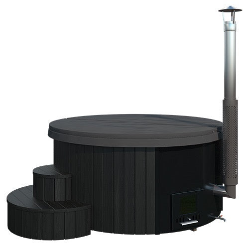 SaunaLife Model S4B Soak Series Home Wood-Burning Hot Tub, Black, Up to 6 Persons