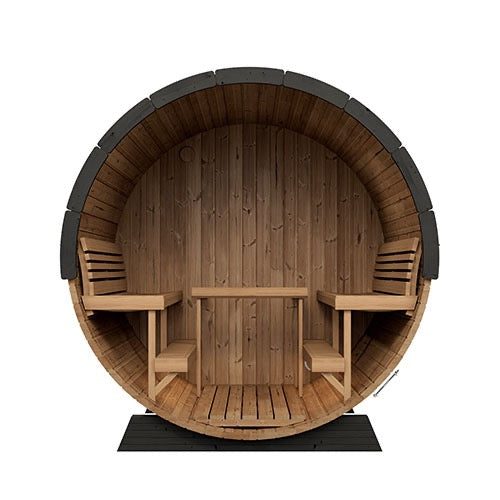 SaunaLife Model EE8G; Ergo Elegance Series Outdoor Sauna Barrel Kit, Glass Front, Up to 6 Persons