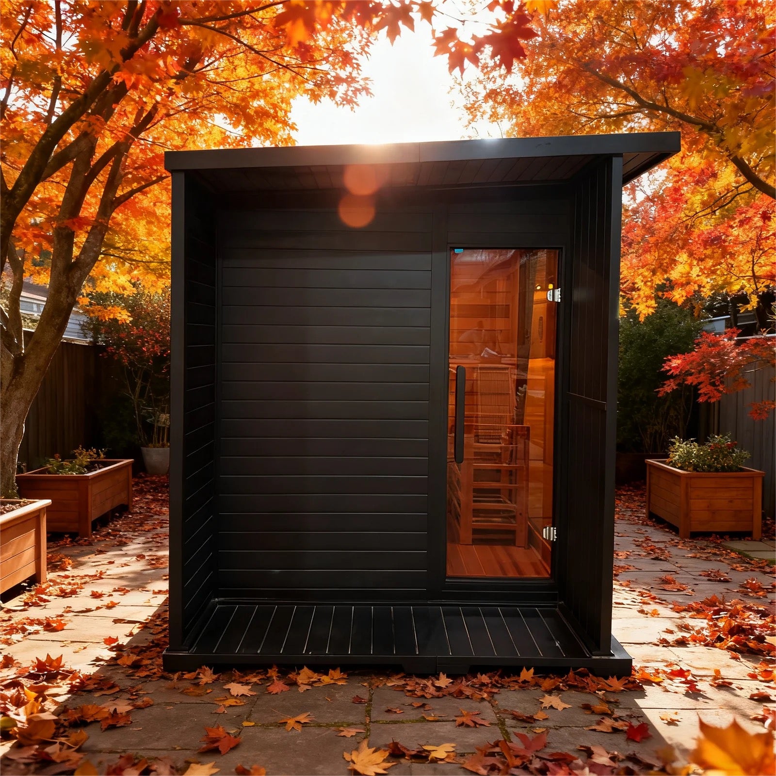 4-6 Person Luxury High-End Black Square Outdoor Sauna (luxury outdoor sauna)