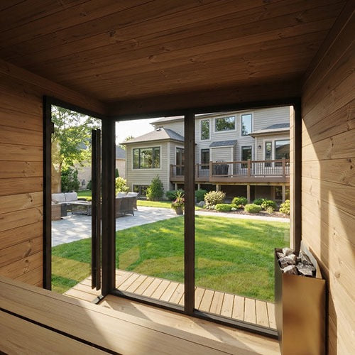SaunaLife Model GL6; Luxury Series Outdoor Home Traditional Sauna, Up to 6 Persons