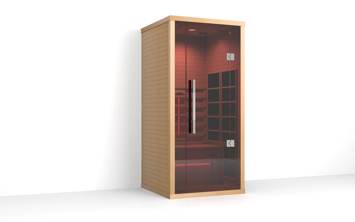 Orivon Lumin Indoor Infrared Sauna One; Canadian Hemlock with Computer Control Panel