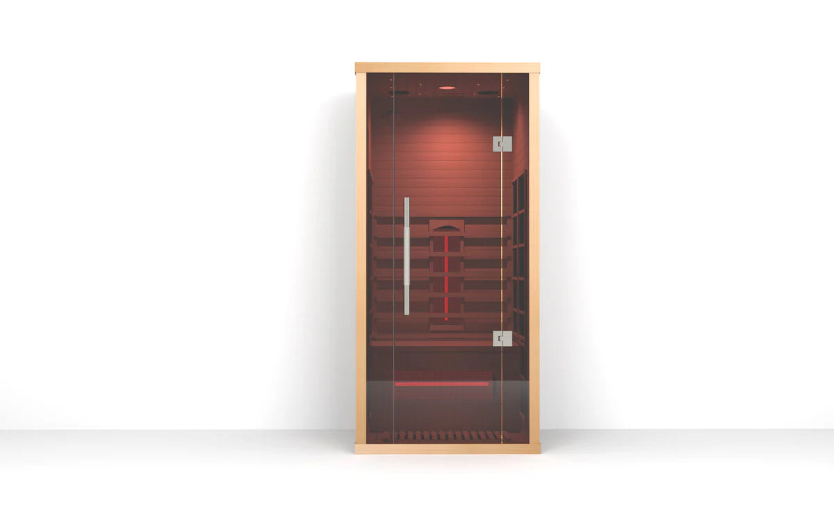 Orivon Lumin Indoor Infrared Sauna One; Canadian Hemlock with Computer Control Panel