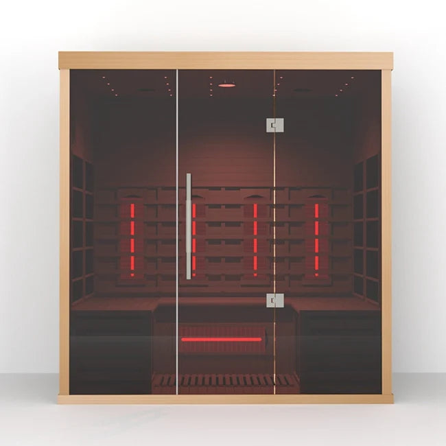 Orivon Lumin Indoor Infrared Sauna Three; Canadian Hemlock with Computer Control Panel