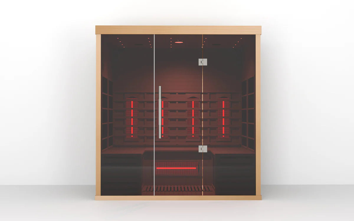 Orivon Lumin Indoor Infrared Sauna Three; Canadian Hemlock with Computer Control Panel