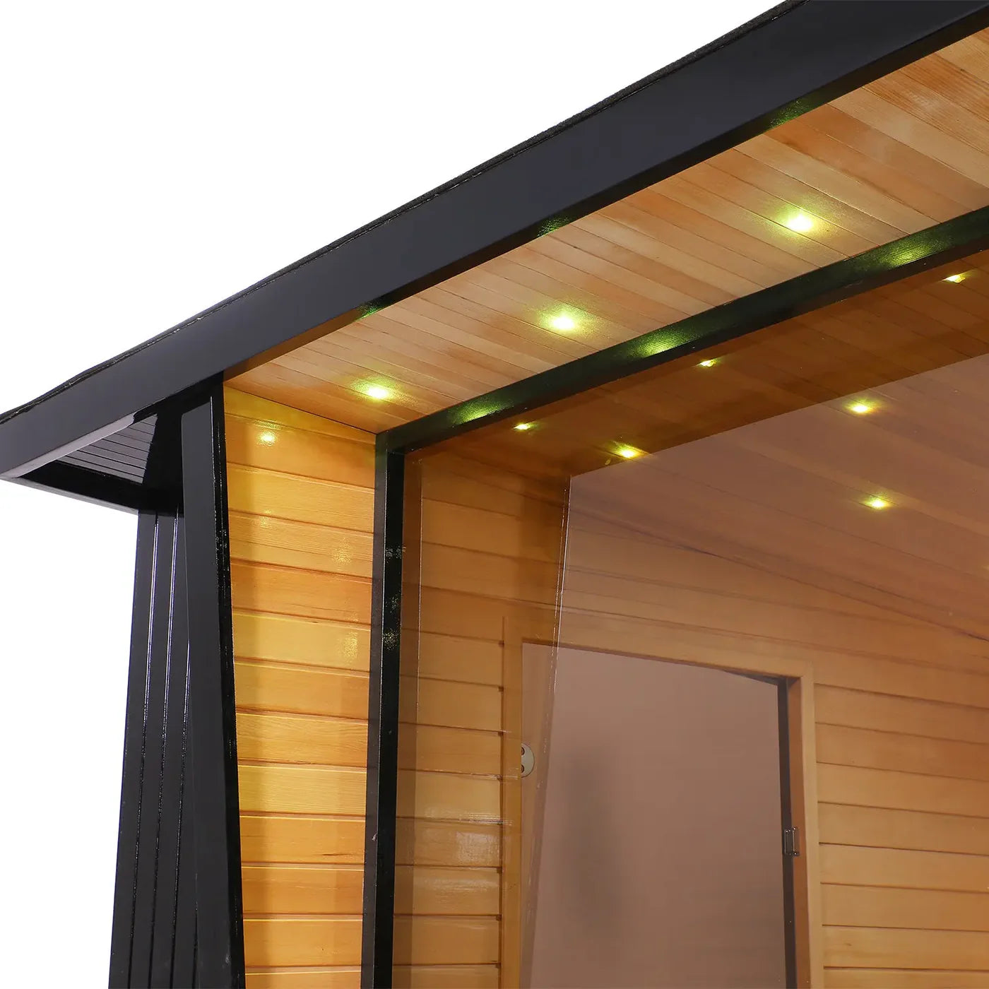 Helius Outdoor 4-6 Person Black Square Traditional Steam Sauna with Red Cedar Construction, 9000W Heater- - Luxury Home Spa Retreat for Backyard Relaxation